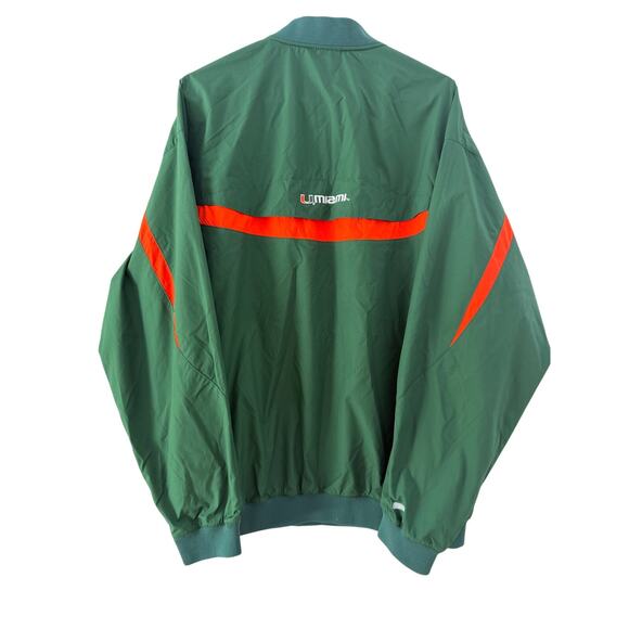 Vintage NIKE Team Miami Hurricanes Windbreaker sz L 2 Zip Embroidered Pullover - Picture 2 of 9